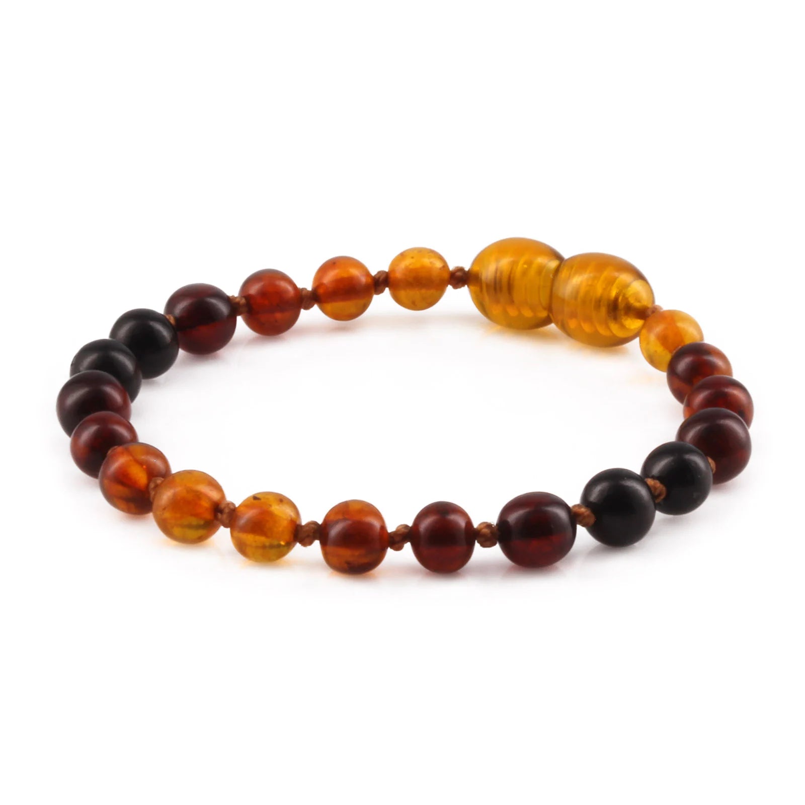 Baltic Amber Teething Bracelet. Baroque Rainbow 5mm - XB55RB1