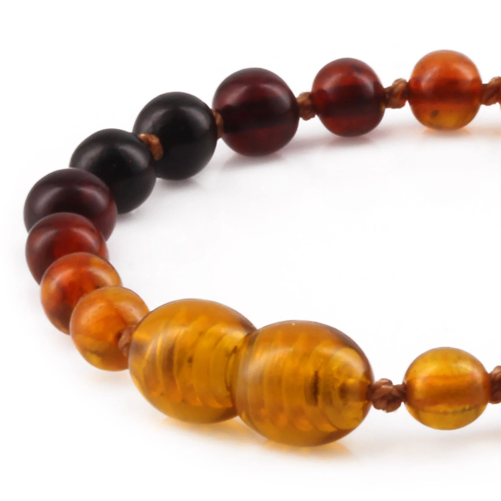Baltic Amber Teething Bracelet. Baroque Rainbow 5mm - XB55RB1