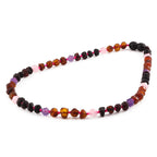 Natural Baltic Amber Junior Necklace with Amethyst & Rose Quartz. Baroque 6mm - JN110