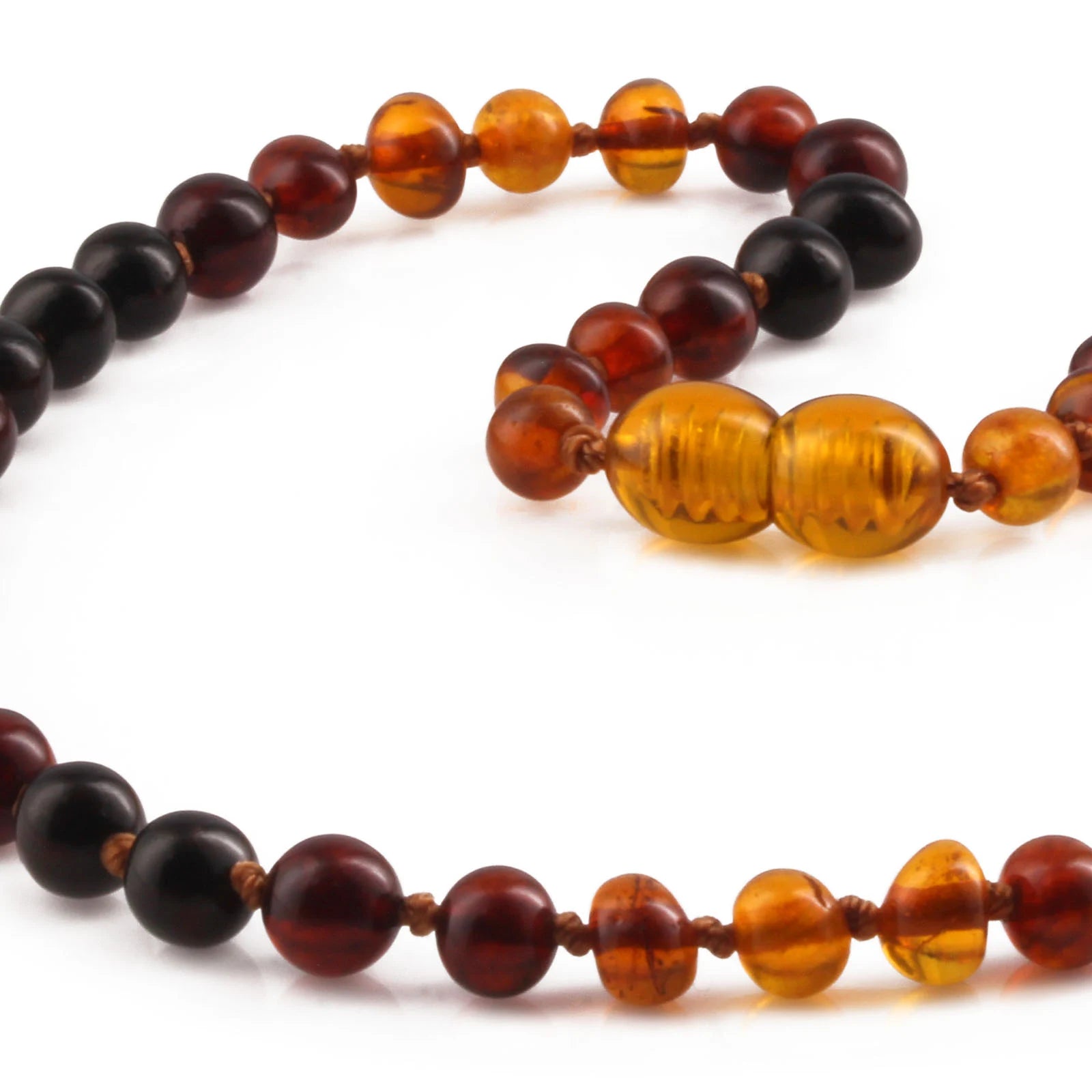 Baltic Amber Teething Necklace. Baroque Rainbow 5mm - XB55RB3
