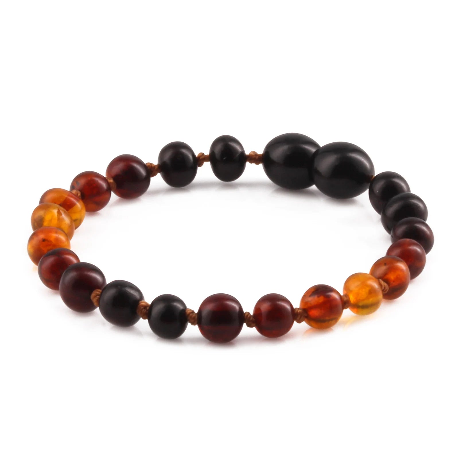 Baltic Amber Teething Bracelet. Baroque Rainbow 5mm - XB55RB2