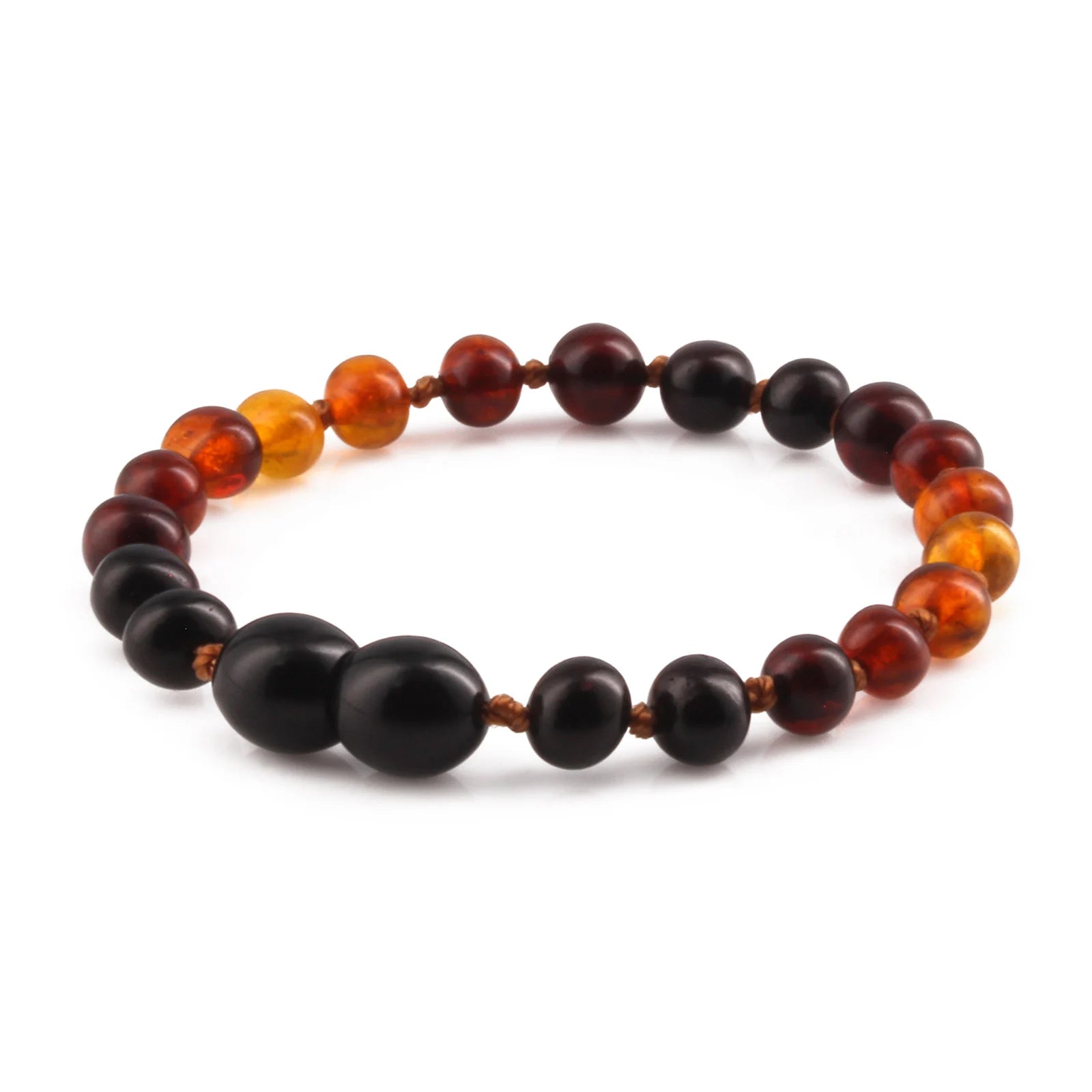 Baltic Amber Teething Bracelet. Baroque Rainbow 5mm - XB55RB2