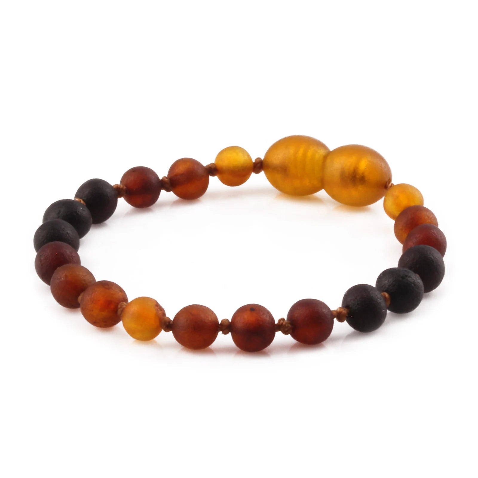 Baltic Amber Teething Bracelet. Baroque Rainbow 5mm - XB55RB3M