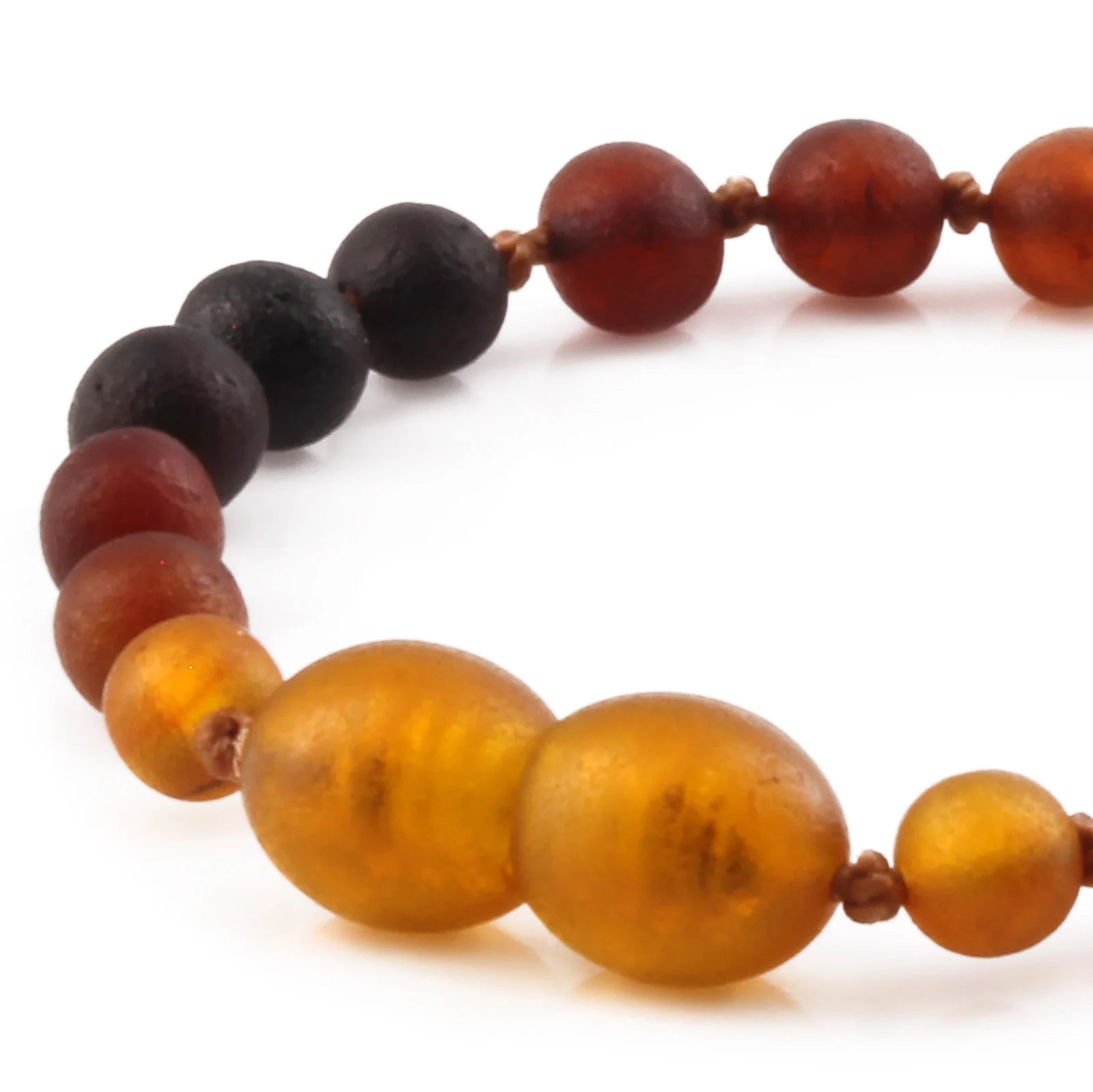 Baltic Amber Teething Bracelet. Baroque Rainbow 5mm - XB55RB3M