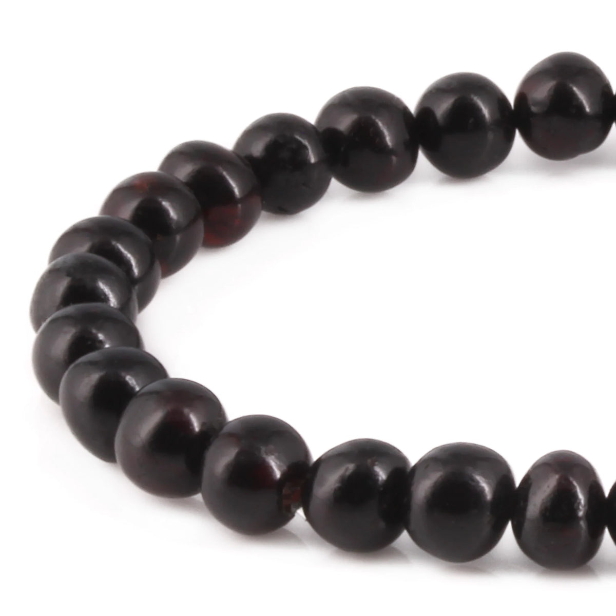 Adult Baltic Amber Bracelet. Baroque Black 6mm - XB65B