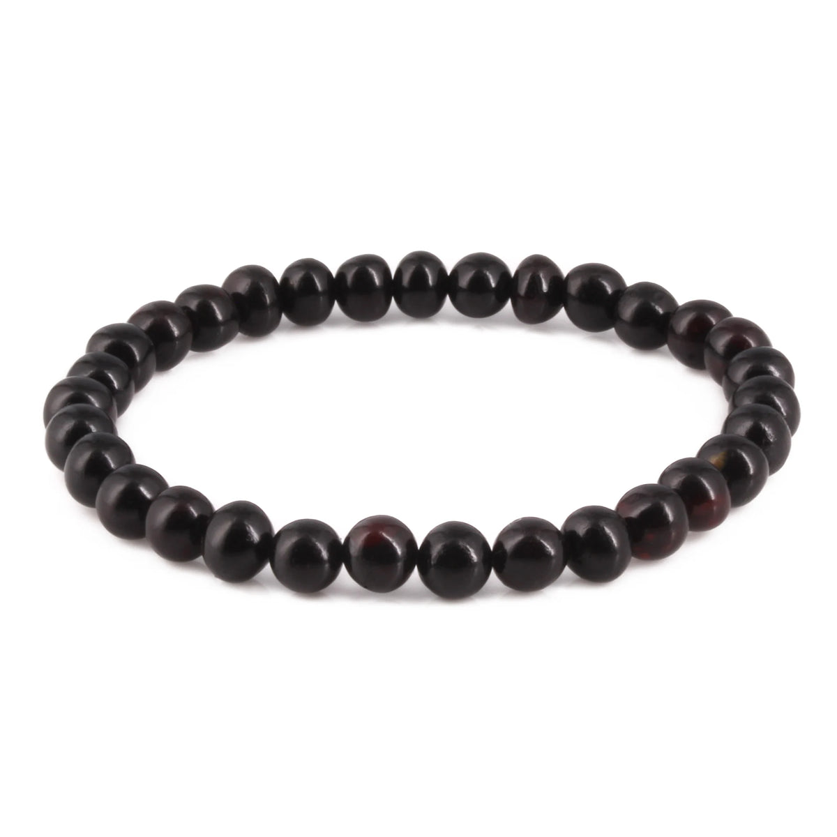 Adult Baltic Amber Bracelet. Baroque Black 6mm - XB65B