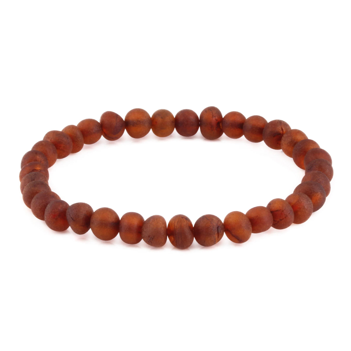 Adult Baltic Amber Bracelet. Baroque Cognac 6mm - XB65CM