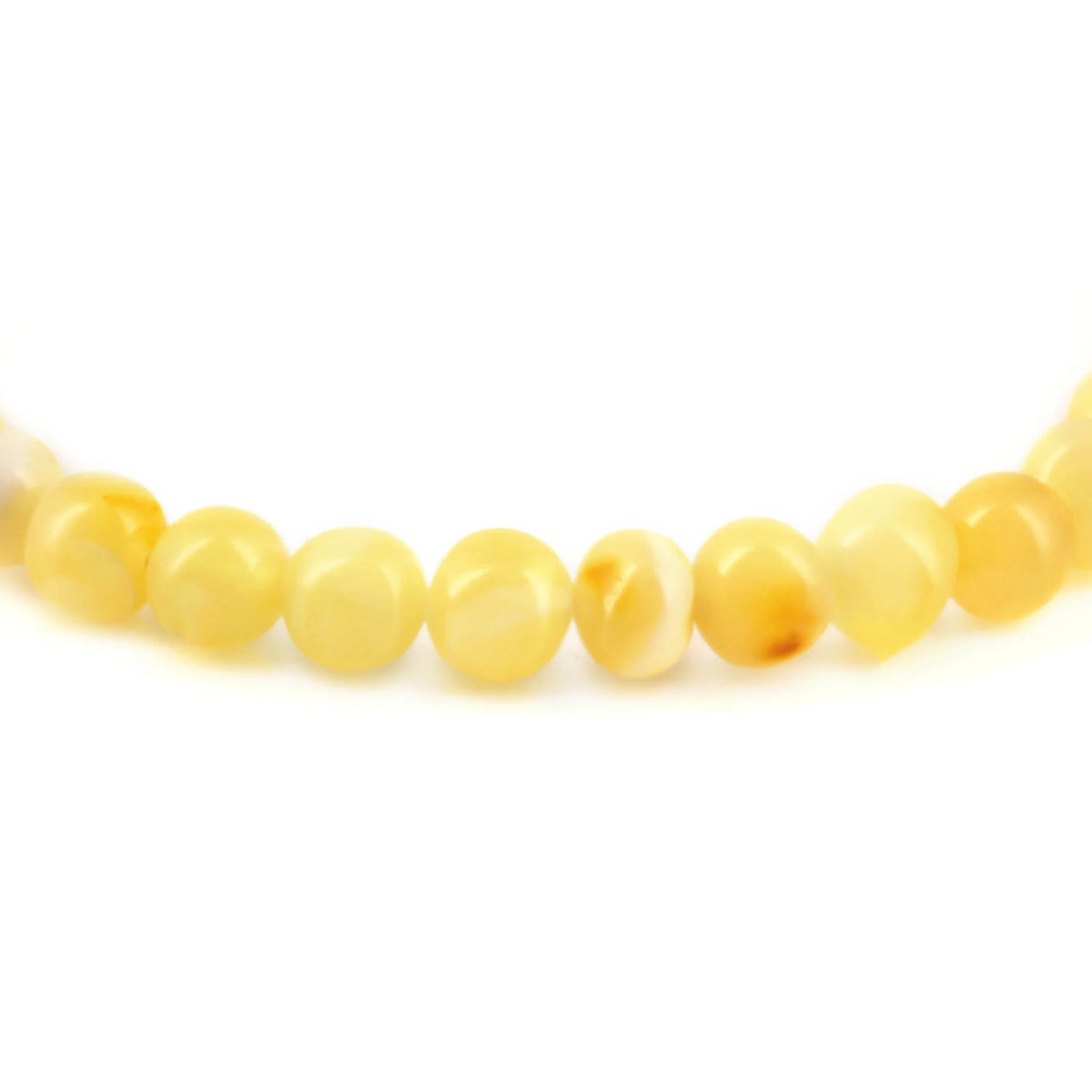 Adult Baltic Amber Bracelet. Baroque Milky Yellow 6mm - XB65MY