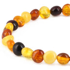 Adult Baltic Amber Bracelet. Side Drill Multicolour 6mm - XS64M