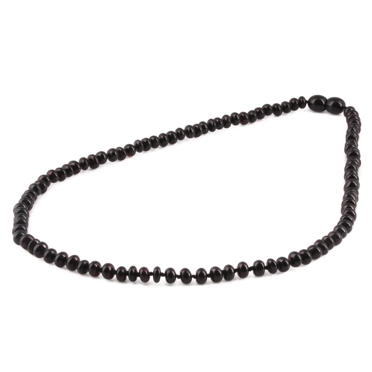 Adult Baltic Amber Necklace. Roundel Black 5mm - XR53B
