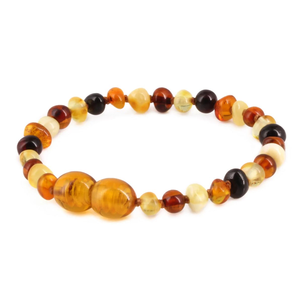 Baltic Amber Teething Bracelet. Baroque Multicolour 4mm - XB43M