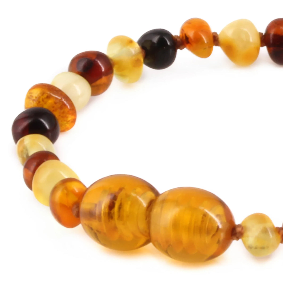 Baltic Amber Teething Bracelet. Baroque Multicolour 4mm - XB43M