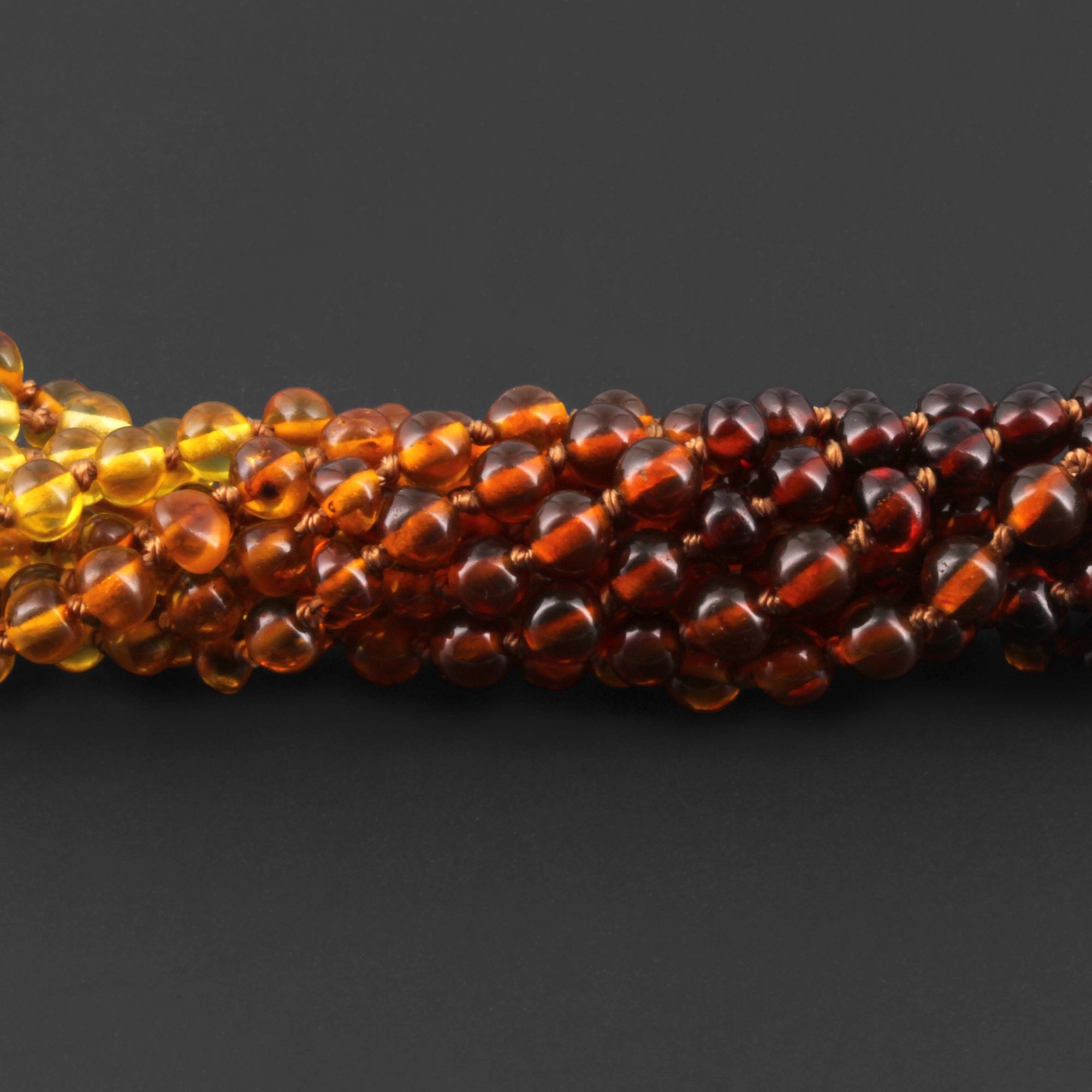 Baltic Amber Baby Teething Bracelet Baroque Rainbow Glossy Finish - Wholesale Lot of 10pcs - 14cm / 5.5in - XB54R1
