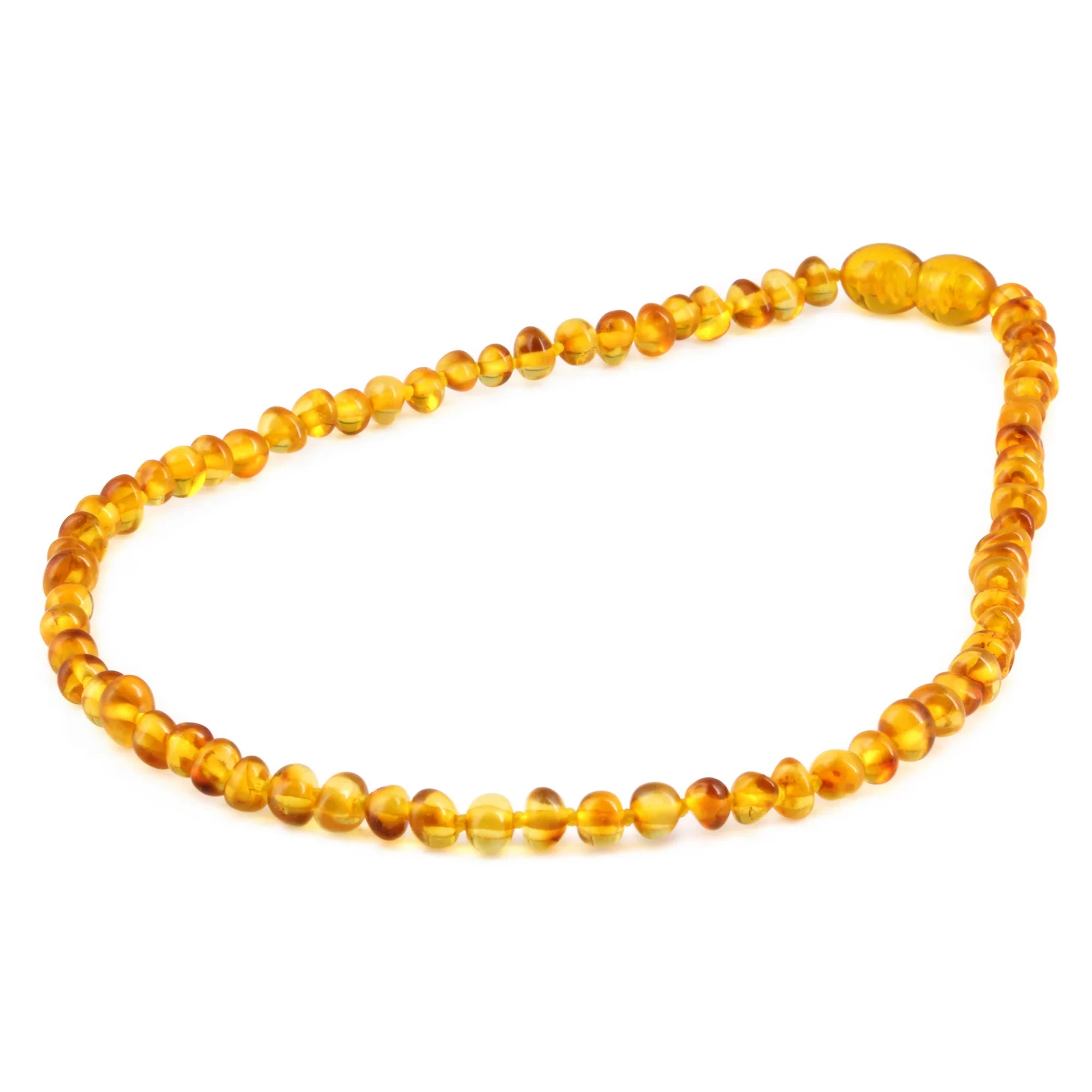 Baltic Amber Teething Necklace. Baroque Light Cognac 4mm - XB43LC