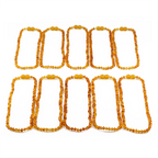 Baltic Amber Baby Teething Necklace Baroque Light Cognac Glossy Finish - Wholesale Lot of 10pcs - 32cm / 12.6in - XB43LC