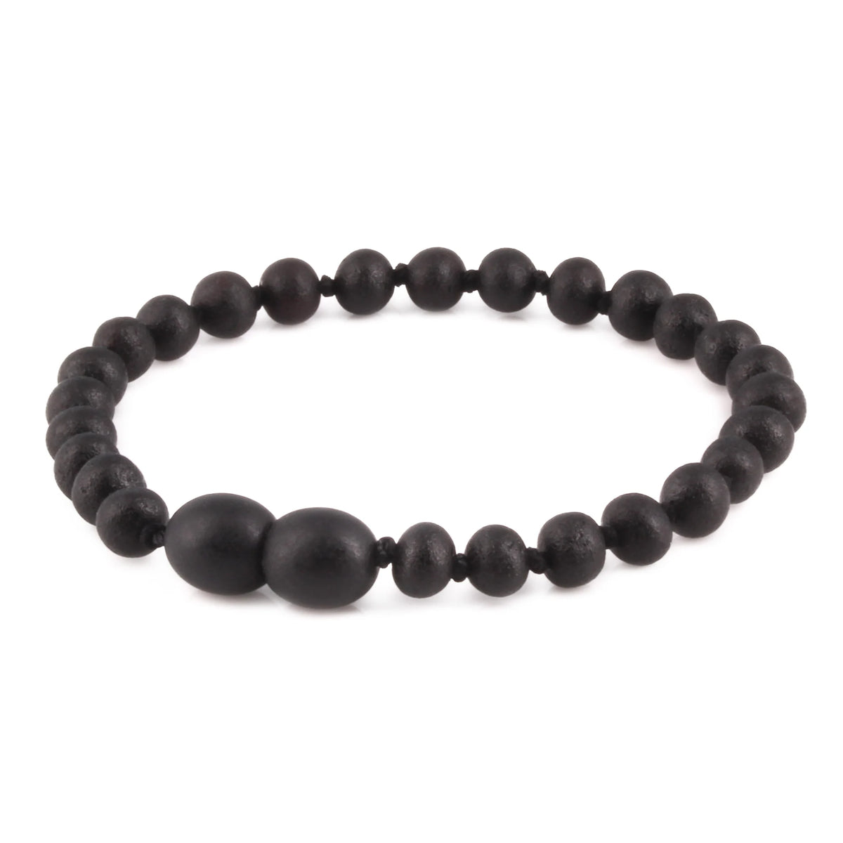 Natural Baltic Amber Junior Bracelet. Baroque Black 5mm - XB54BM