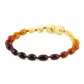 Rainbow Baltic amber olive junior bracelet, 16cm