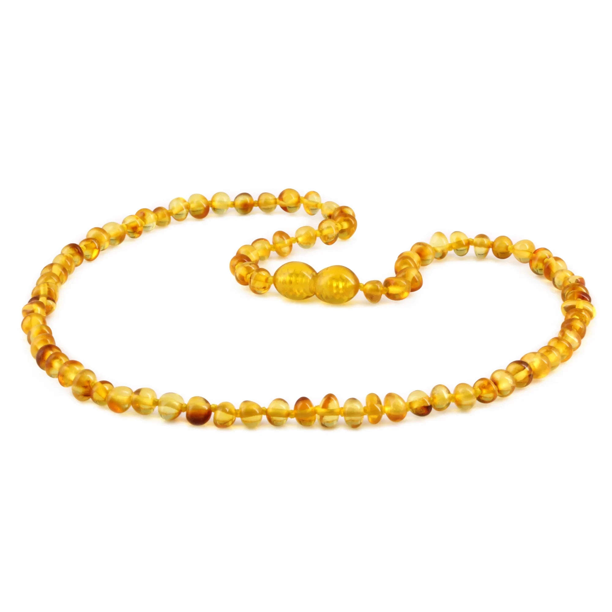 Natural Baltic Amber Junior Necklace. Baroque Light Cognac 4mm - XB43LC
