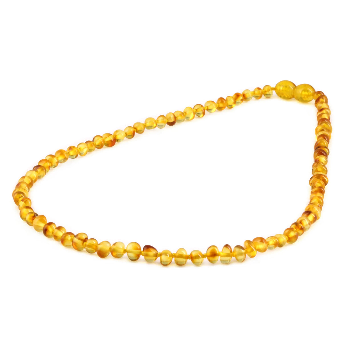 Natural Baltic Amber Junior Necklace. Baroque Light Cognac 4mm - XB43LC