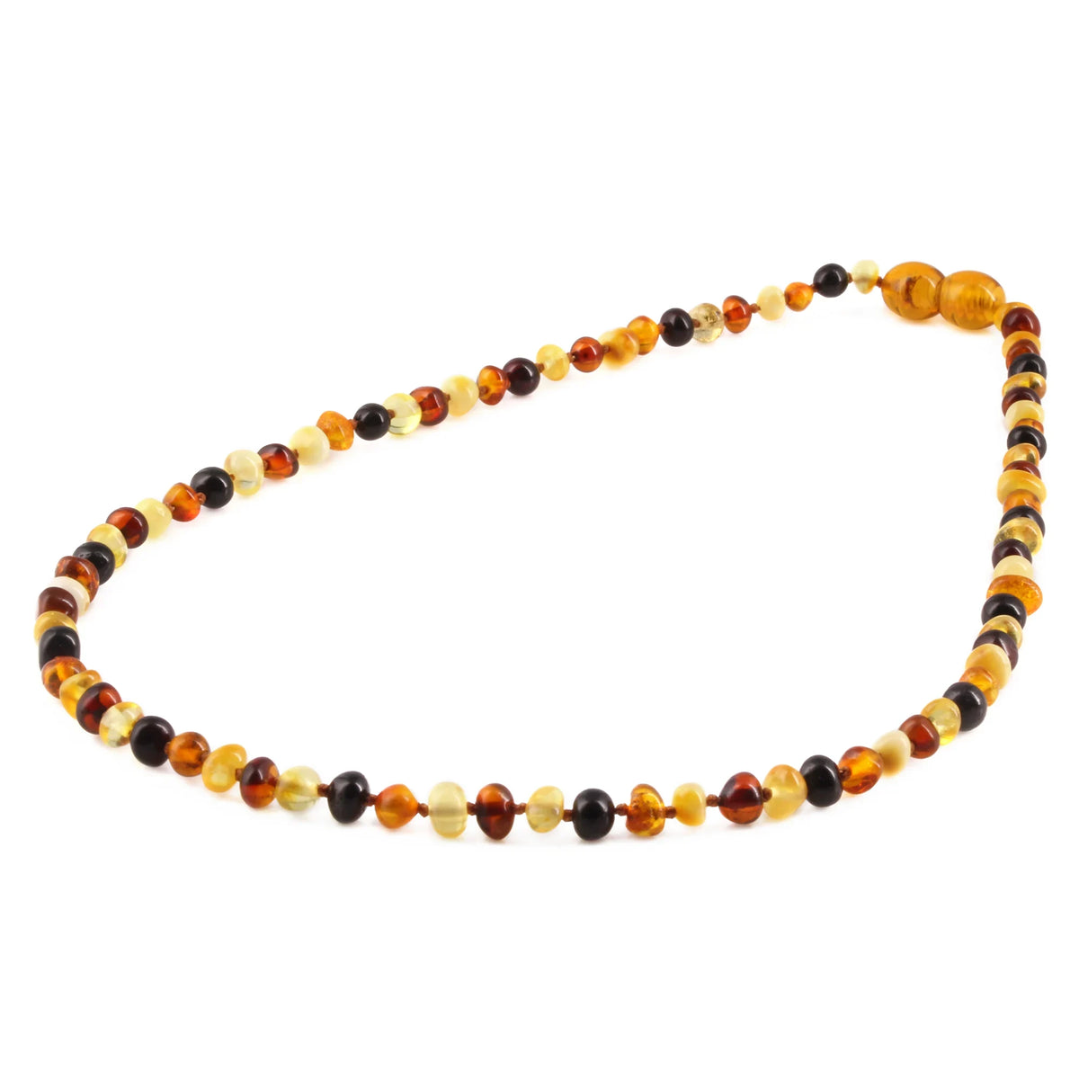 Natural Baltic Amber Junior Necklace. Baroque Multicolour 4mm - XB43M