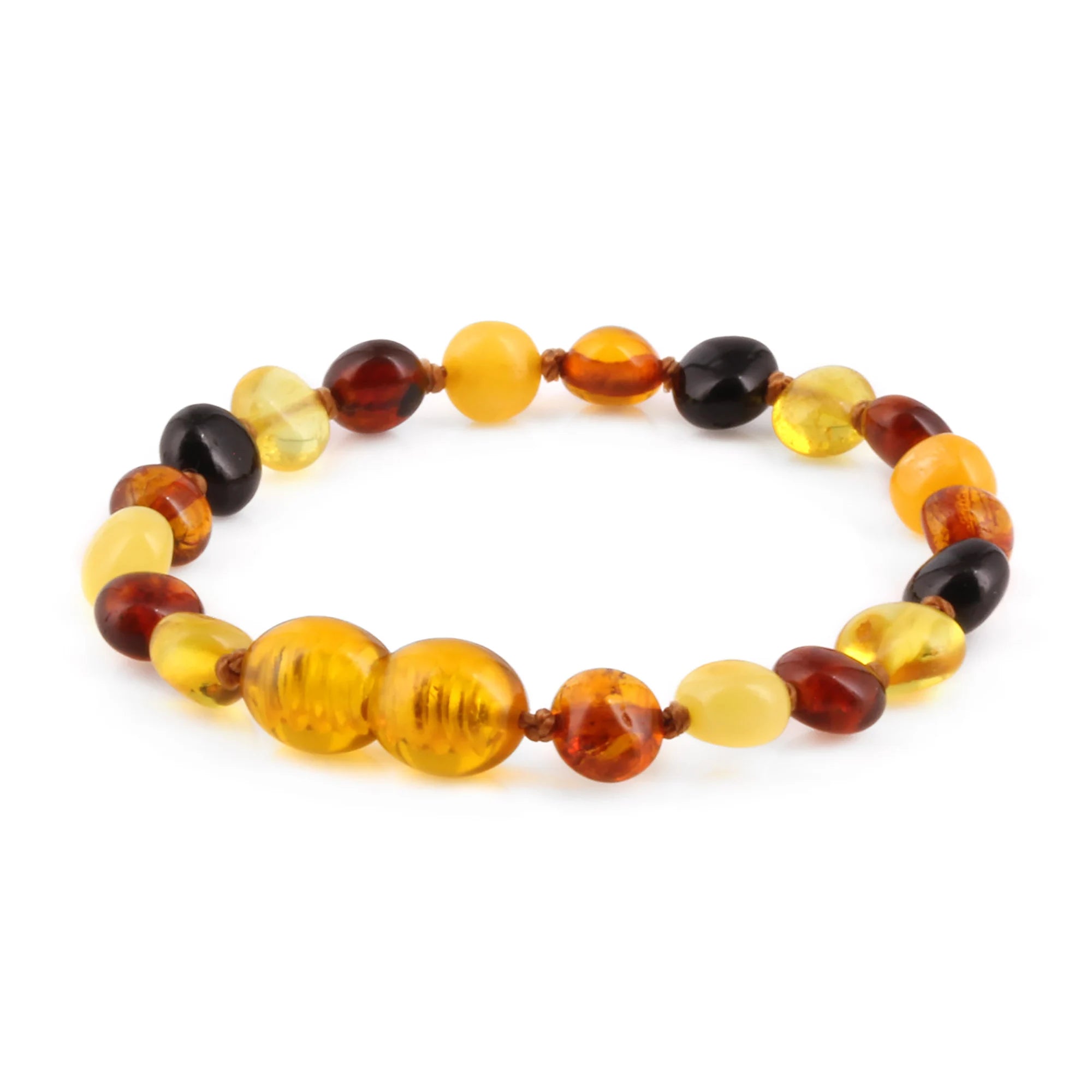 Baltic Amber Teething Bracelet. Side Drill Multicolour 6mm - XS64M