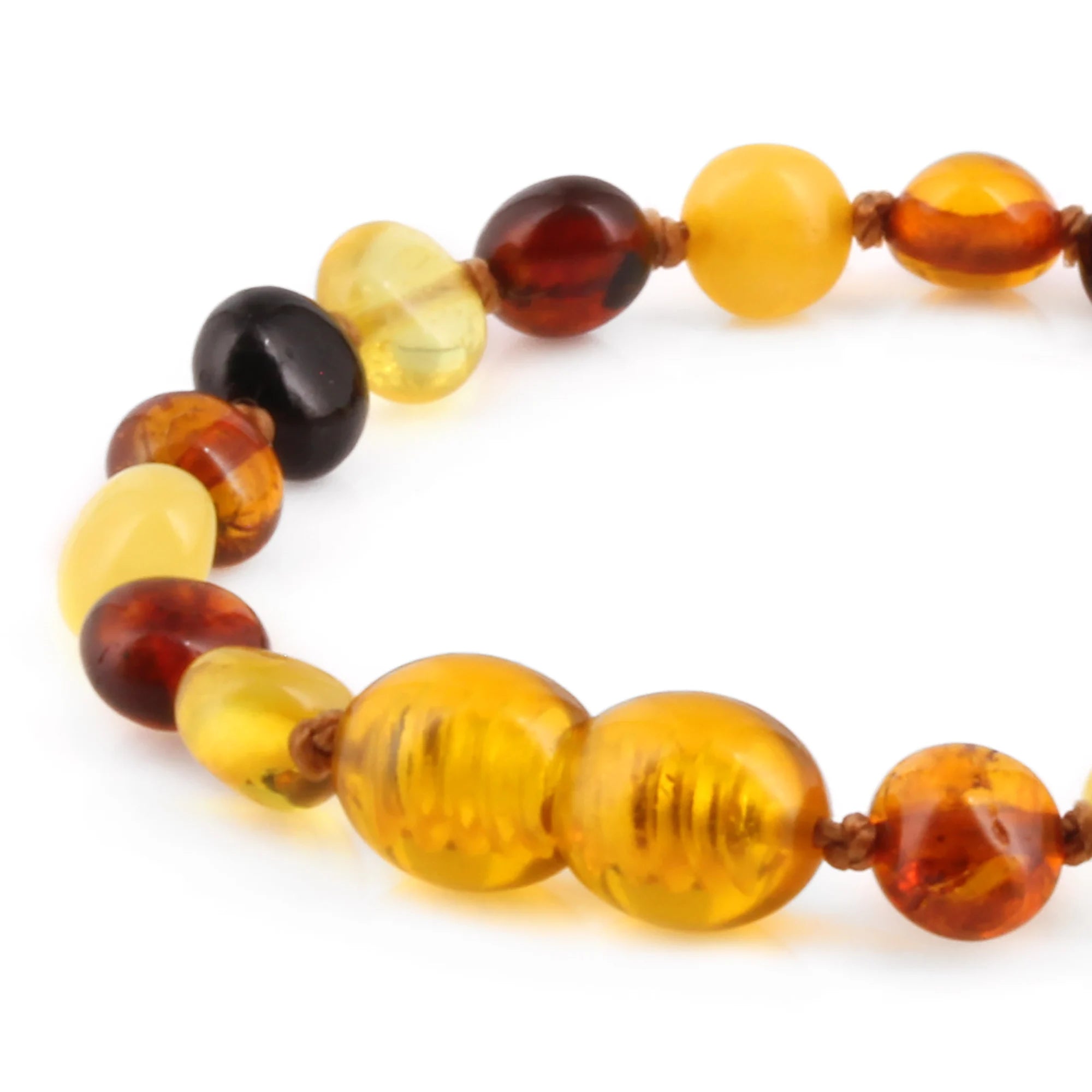 Baltic Amber Teething Bracelet. Side Drill Multicolour 6mm - XS64M