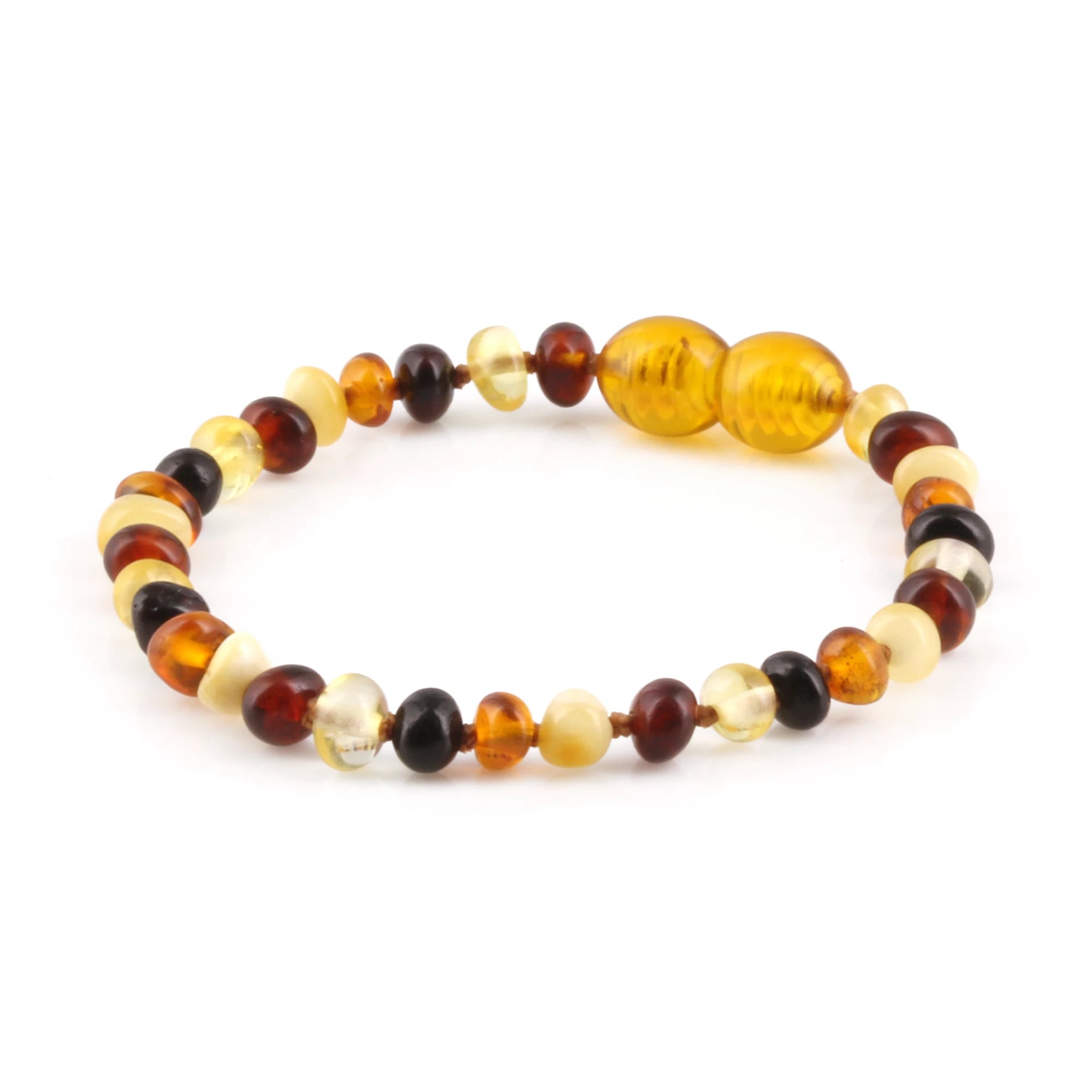 Baltic Amber Teething Bracelet. Baroque Multicolour 4mm - XB43M