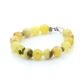 Yellow Baltic amber round adult bracelet with sterling silver, 22cm