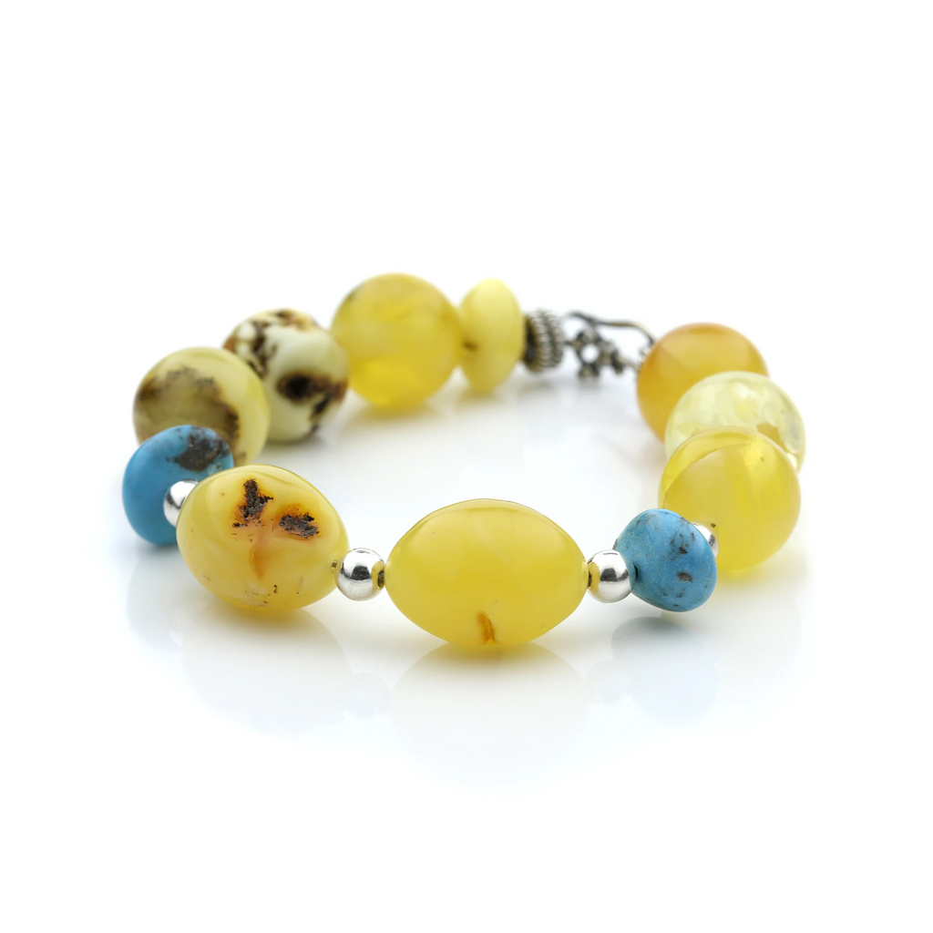Adult Baltic Amber Bracelet Round & Olive Beads 13mm 20gr. SPS03
