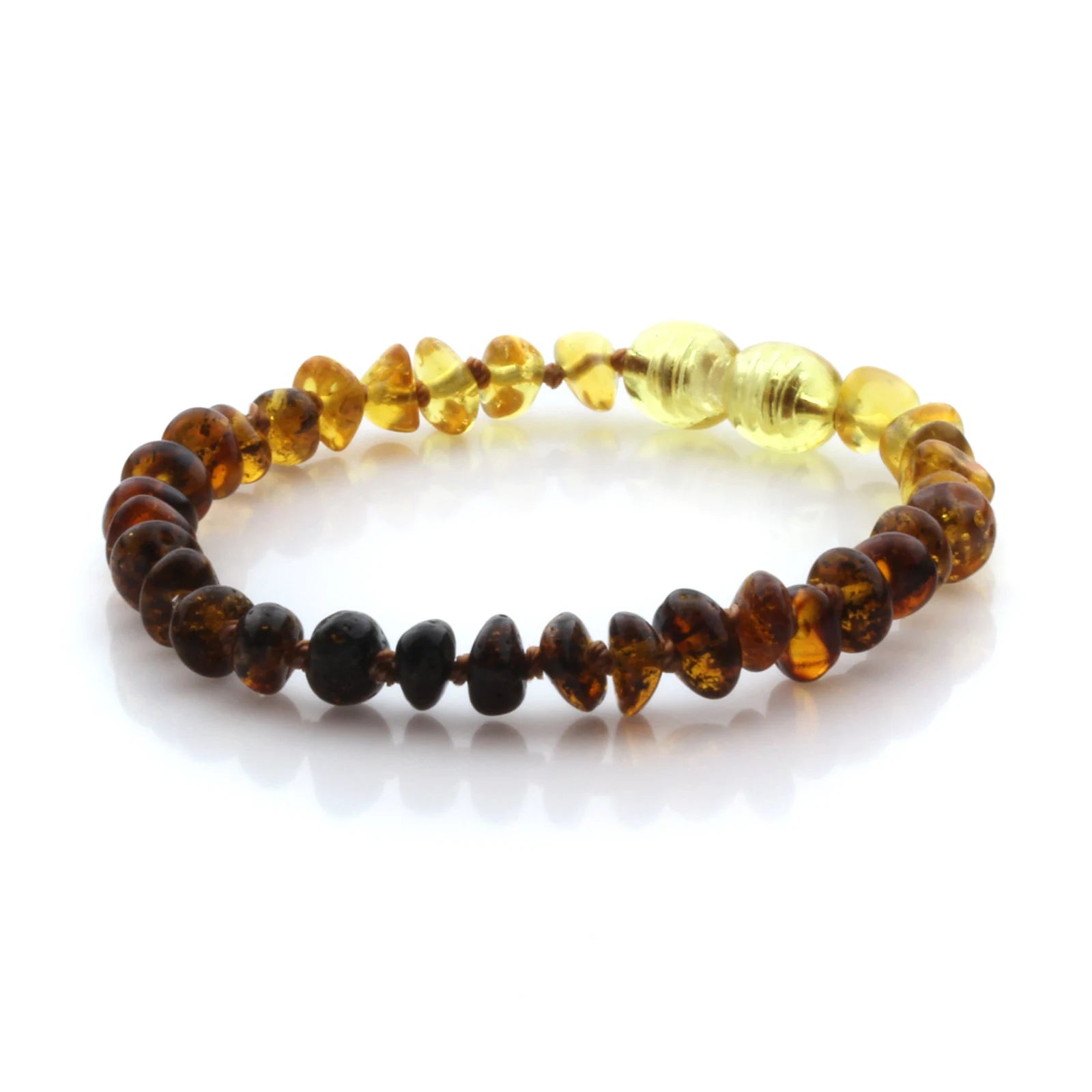 Natural Baltic Amber Teething Bracelet. Round Flat LE93