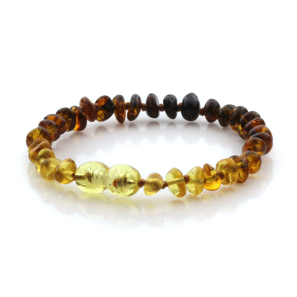 Natural Baltic Amber Teething Bracelet. Round Flat LE93