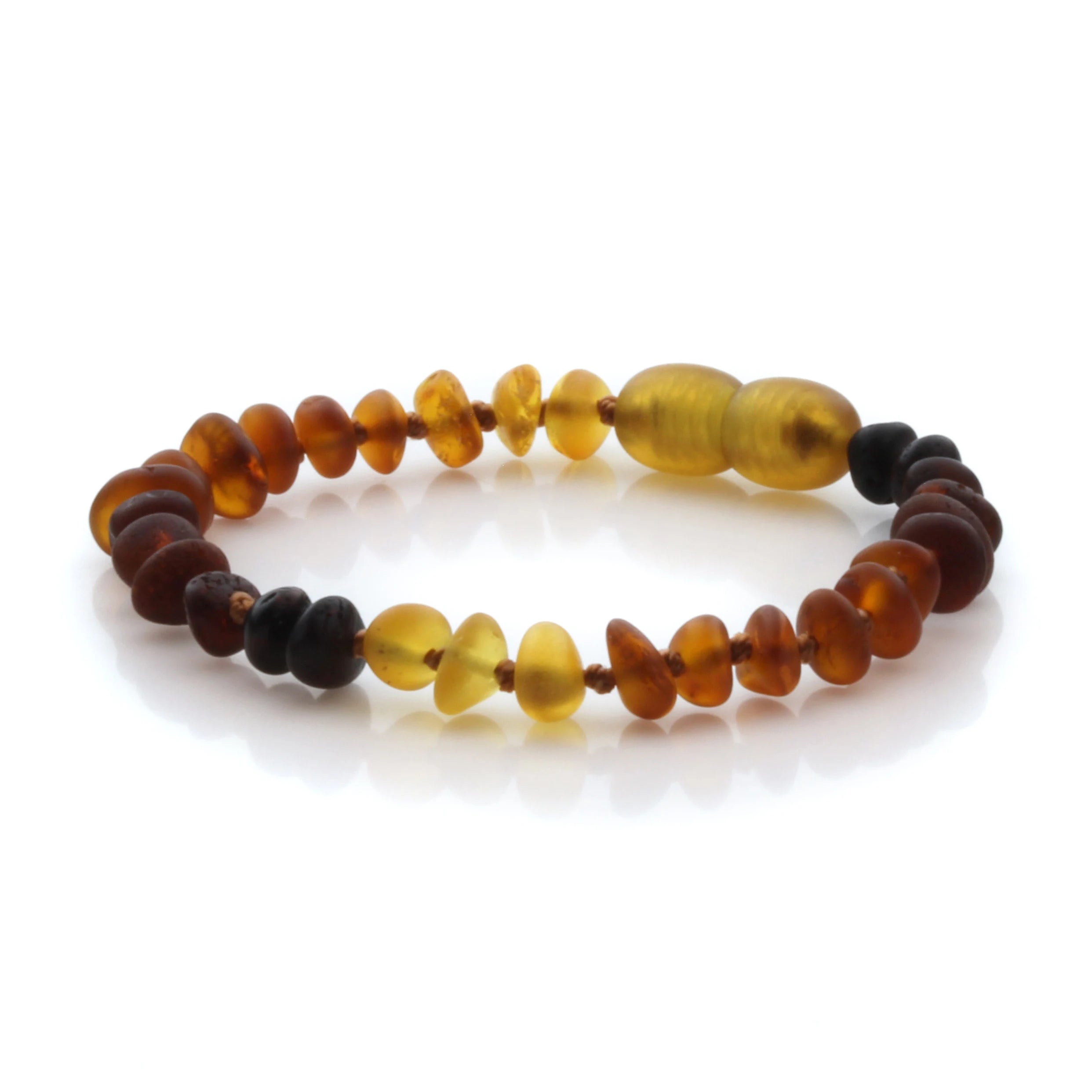Natural Baltic Amber Teething Bracelet. Round Flat LE88