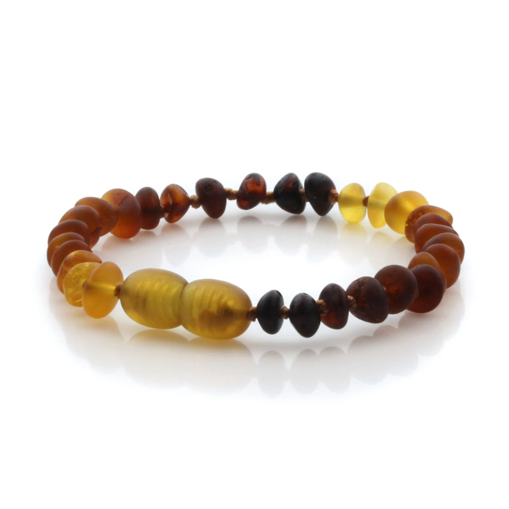 Natural Baltic Amber Teething Bracelet. Round Flat LE88