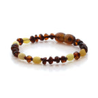 Natural Baltic Amber Teething Bracelet. Round Flat LE91