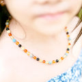 Baltic amber baroque junior necklace with jasper, 38cm