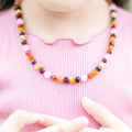 Natural Baltic Amber Junior Necklace with Rose Quartz. Baroque 5mm - JN92