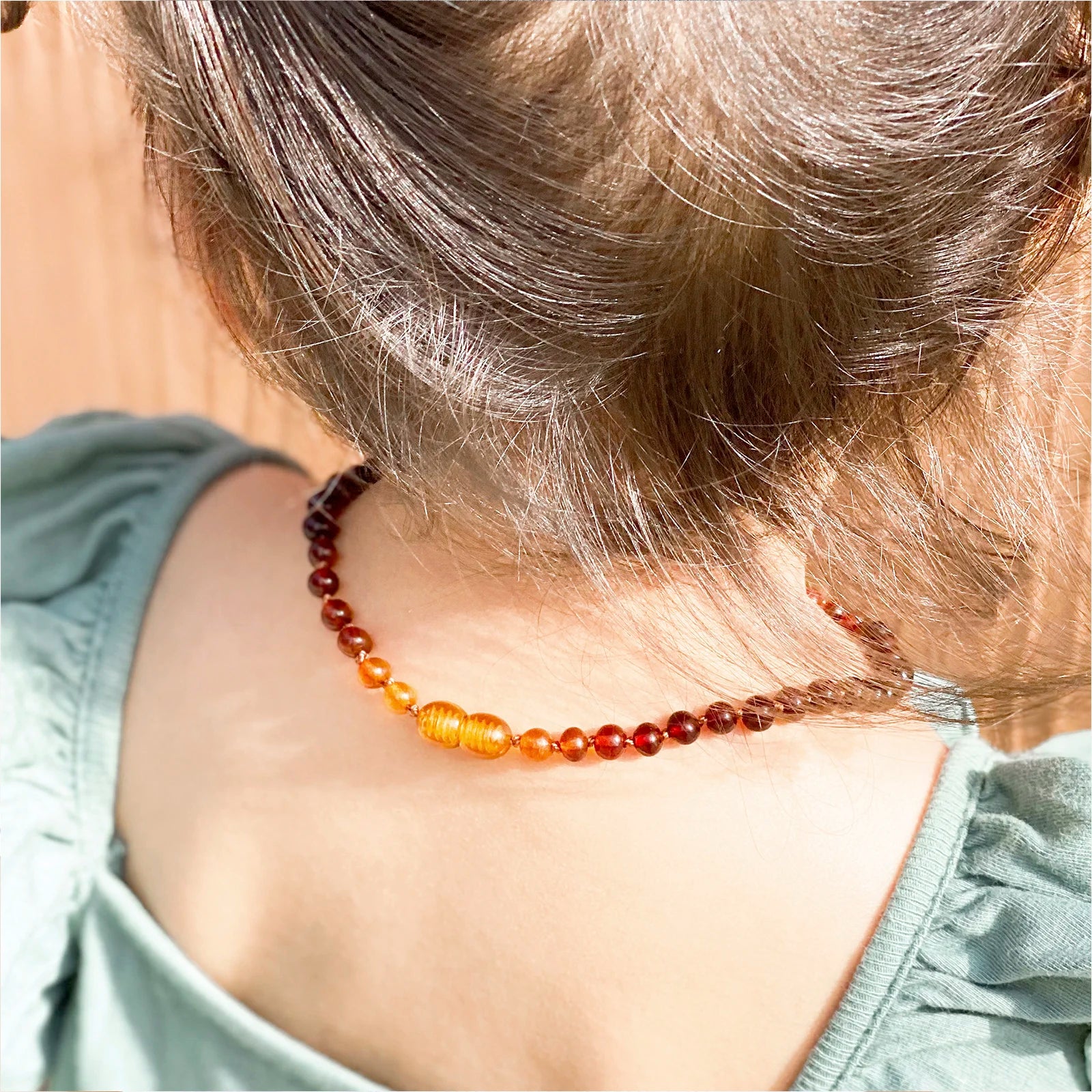 Baltic Amber Teething Necklace. Baroque Rainbow 5mm - XB55RB1