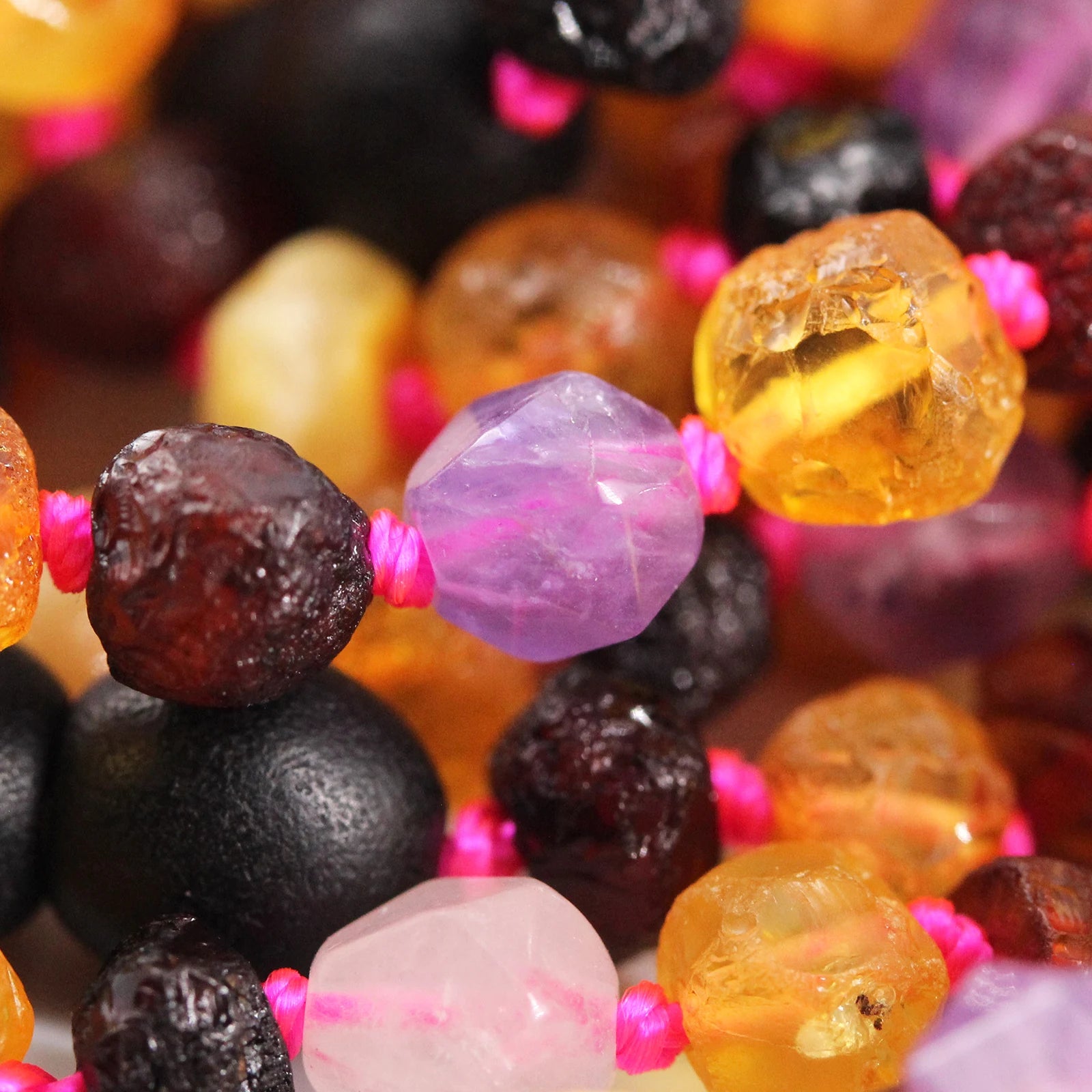 Baltic Amber Teething Bracelet with Amethyst & Rose Quartz. Baroque 6mm - LE560