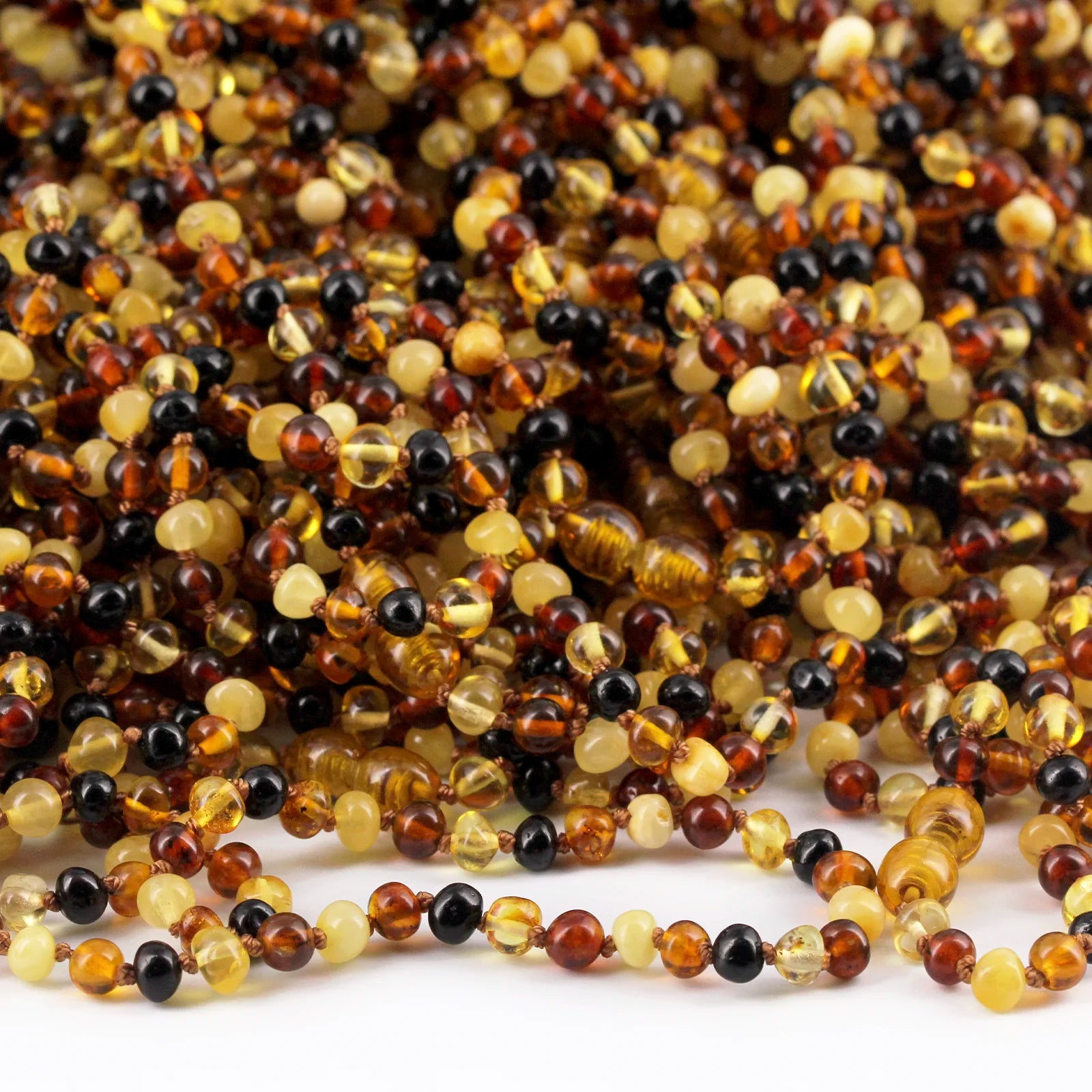 Baltic Amber Teething Bracelet. Baroque Multicolour 5mm - XB54M