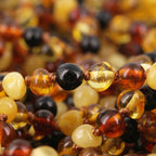 Natural Baltic Amber Junior Necklace. Baroque Multicolour 5mm - XB54M