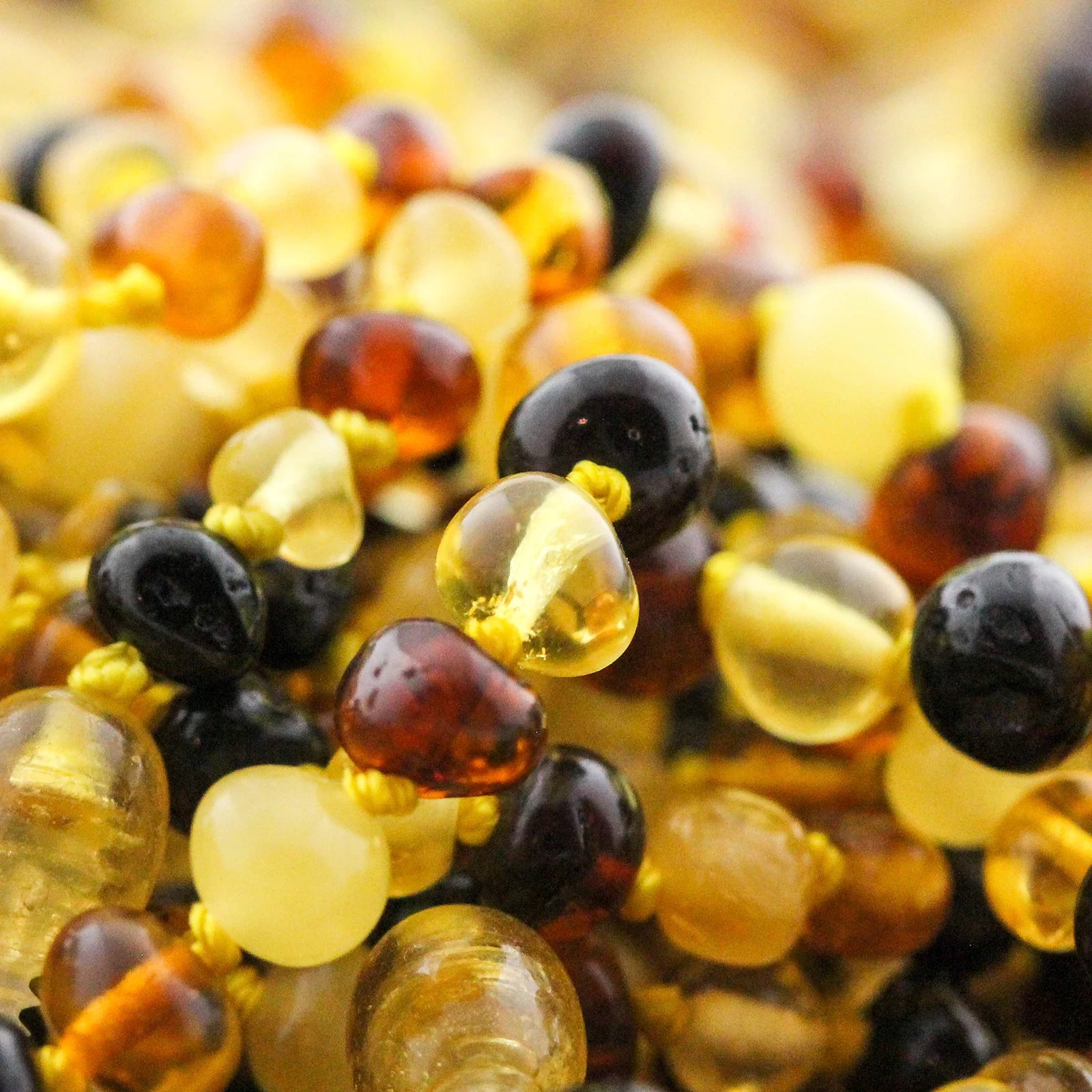 Baltic Amber Teething Bracelet. Baroque Multicolour 5mm - XB54M1