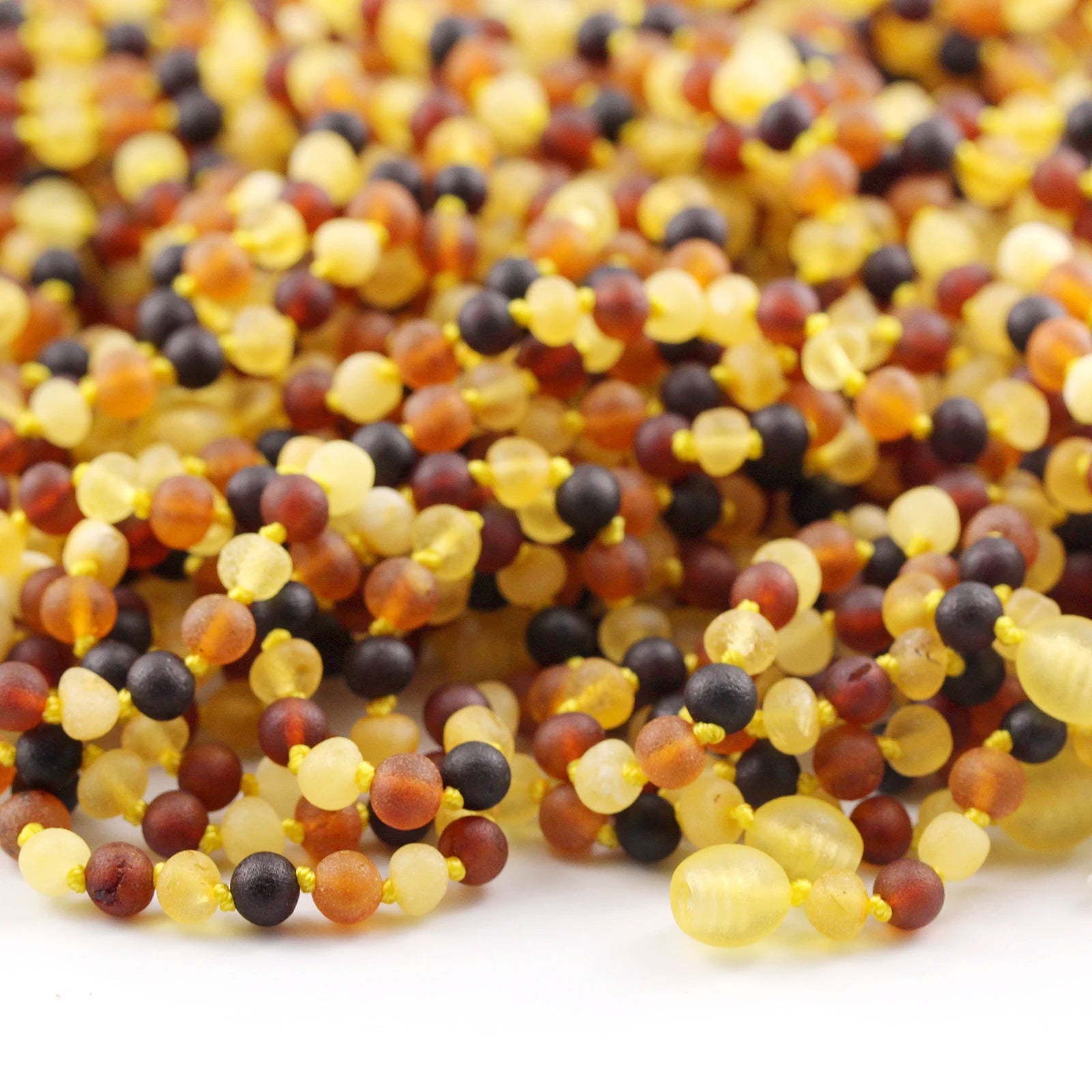 Baltic Amber Teething Necklace. Baroque Multicolour 5mm - XB54M1M