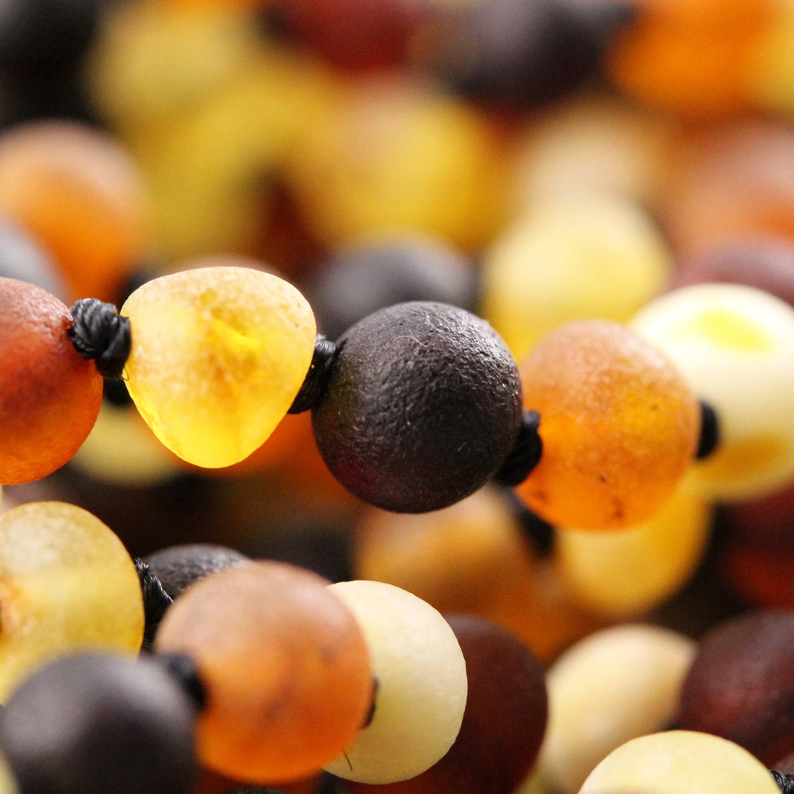 Baltic Amber Teething Bracelet. Baroque Multicolour 5mm - XB54M2M