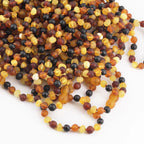 Natural Baltic Amber Junior Necklace. Baroque Multicolour 5mm - XB54MM