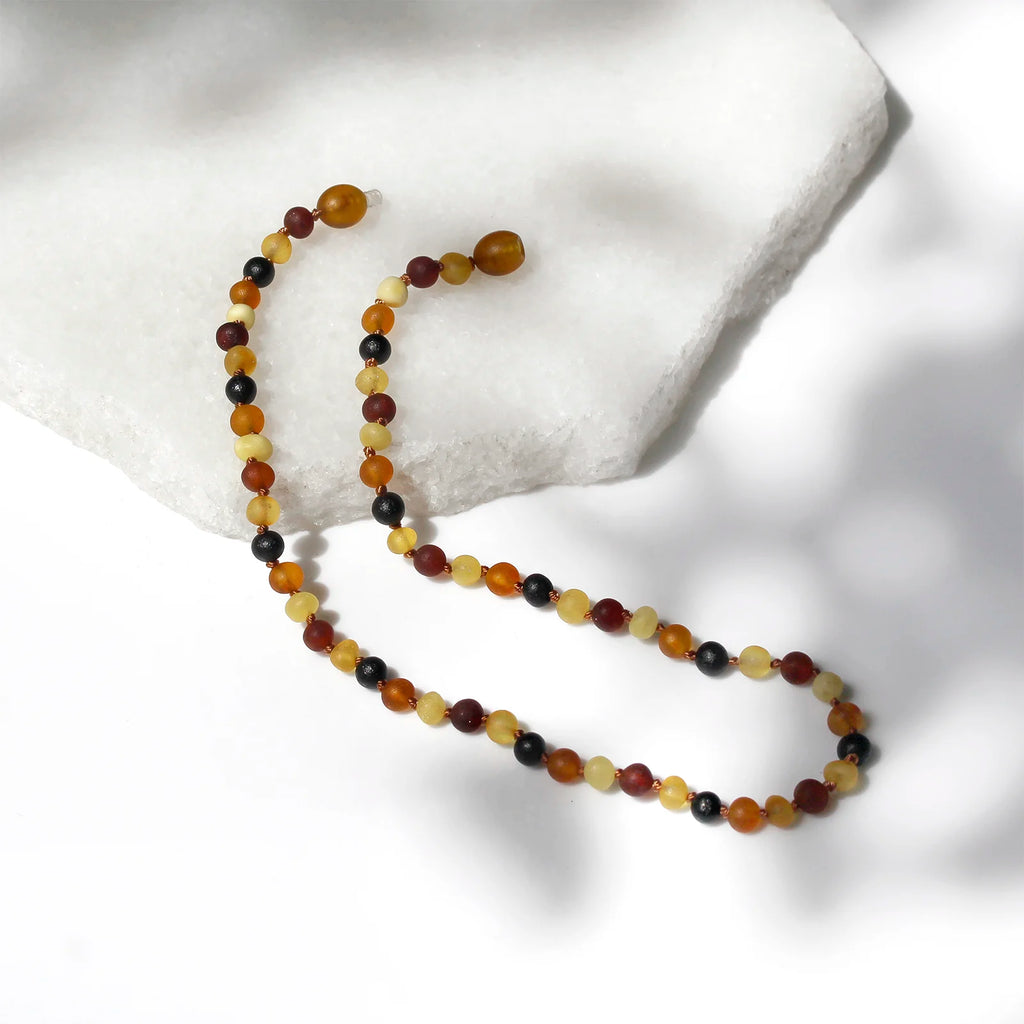 Natural Baltic Amber Junior Necklace. Baroque Multicolour 5mm - XB54MM