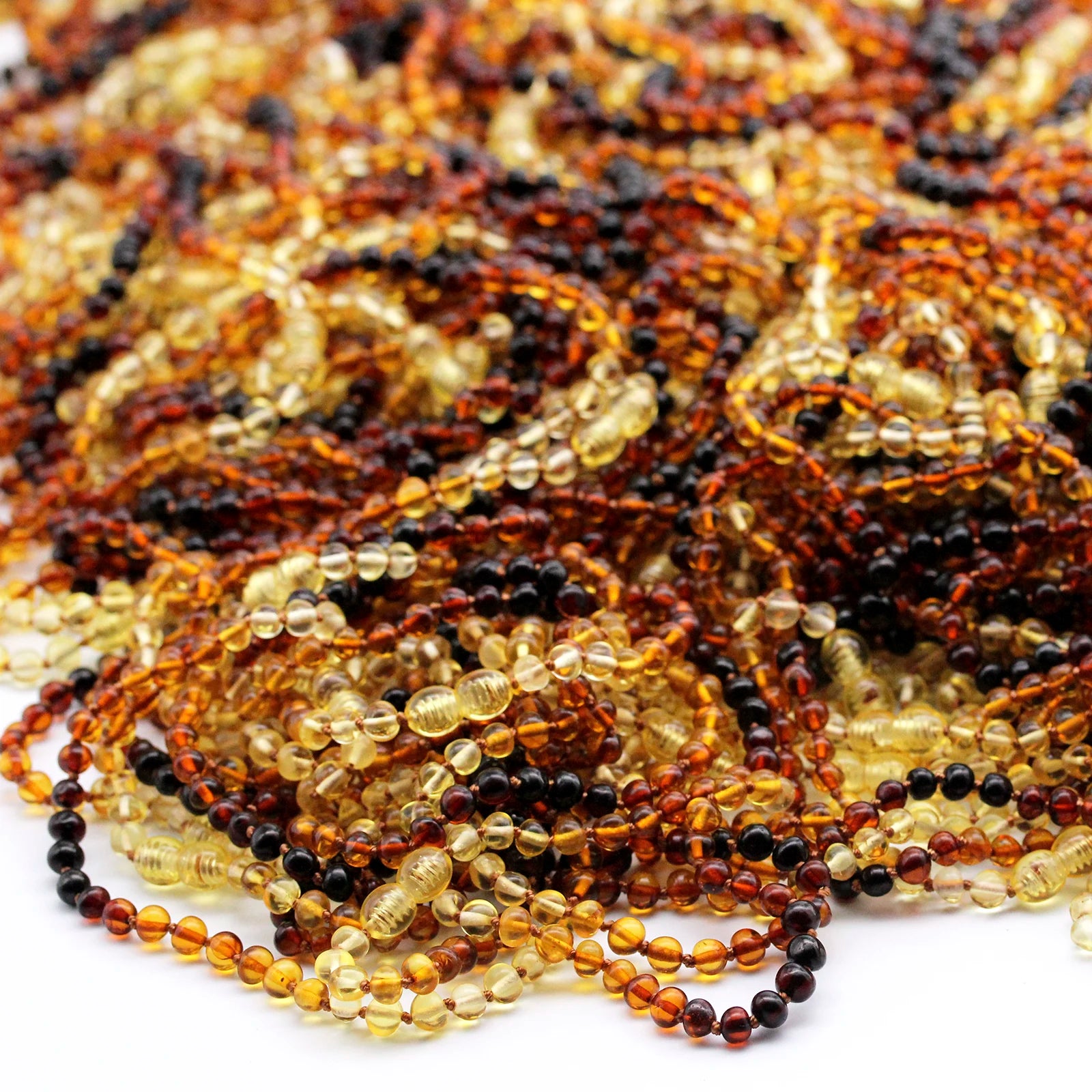 Baltic Amber Teething Necklace. Baroque Rainbow 5mm - XB54RA1
