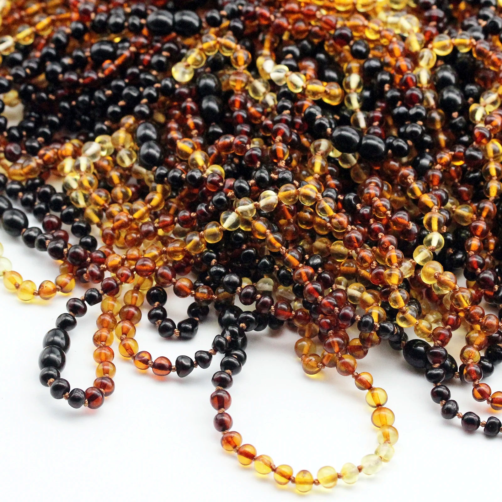 Baltic Amber Teething Necklace. Baroque Rainbow 5mm - XB54RA2