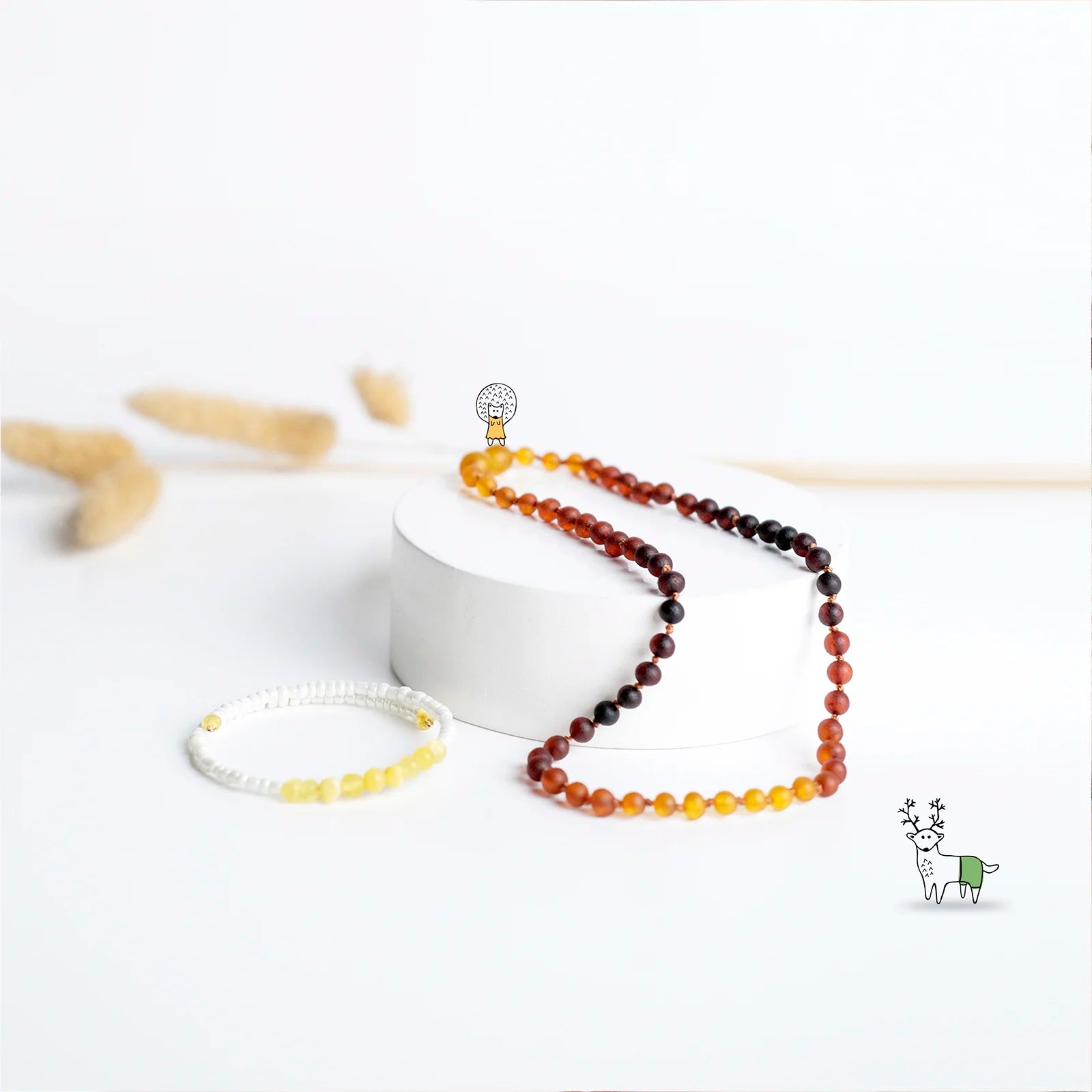 Natural Baltic Amber Junior Necklace. Baroque Rainbow 5mm - XB55RB1M