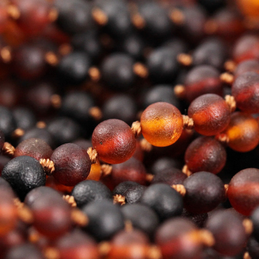 Baltic Amber Teething Bracelet. Baroque Rainbow 5mm - XB55RB3M
