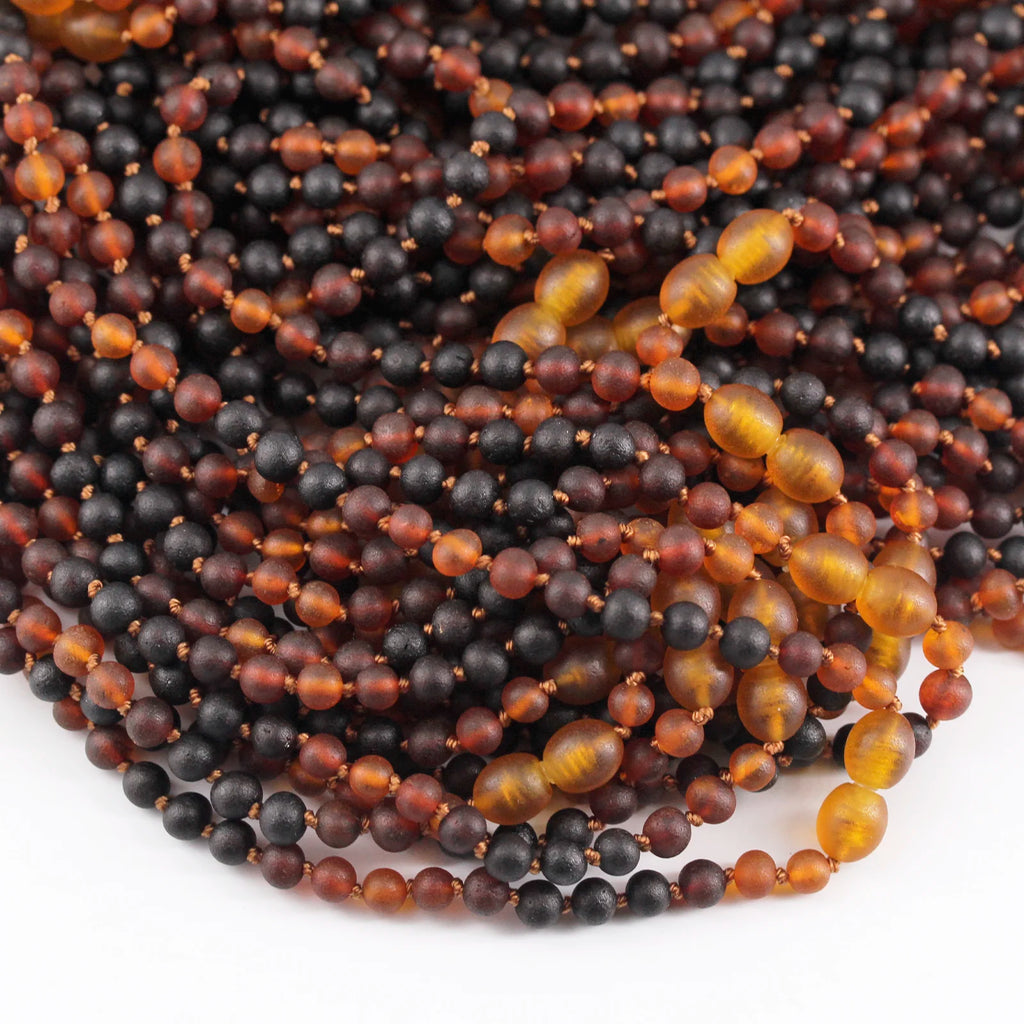 Natural Baltic Amber Junior Necklace. Baroque Rainbow 5mm - XB55RB3M
